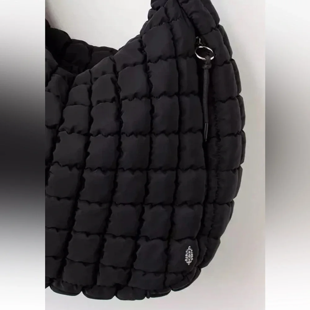 FP Movement by Free People Black Quilted Carryall Hobo Bag NWT